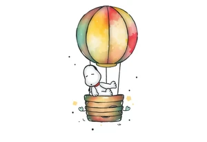 Peanuts snoopy sleeping on hot air balloon tattoo idea