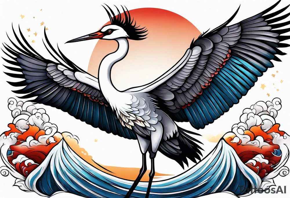 Japanese crane tattoo idea