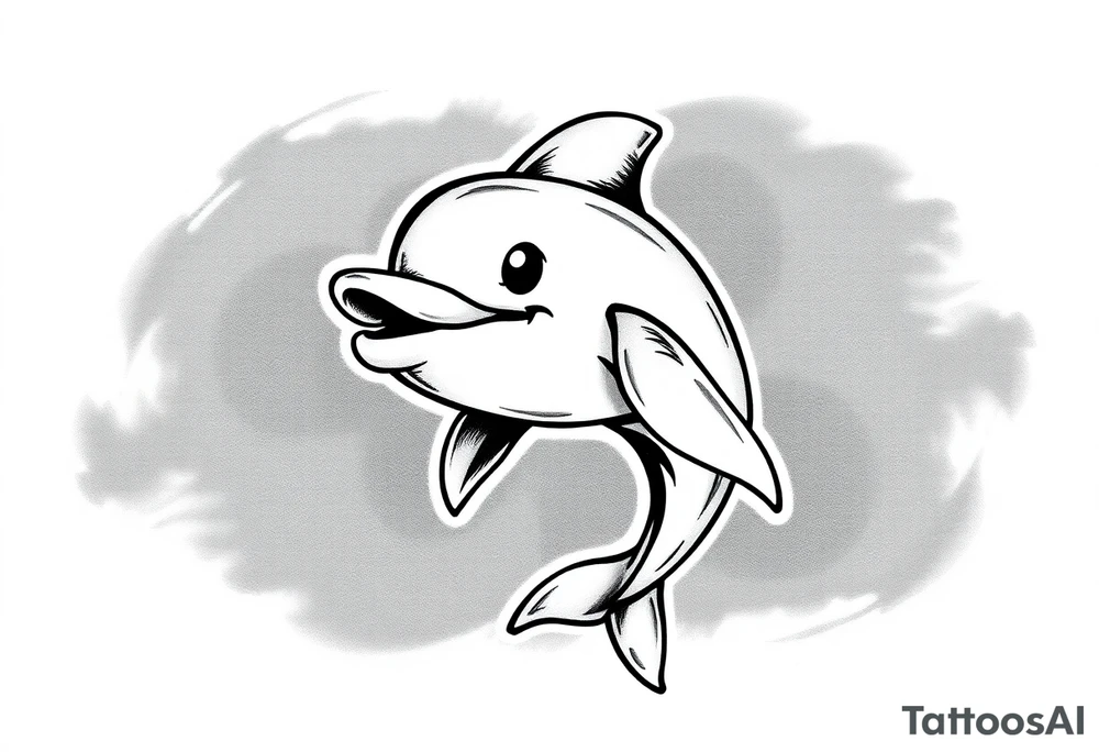 Cartoon dolphin with a mischievous face tattoo idea