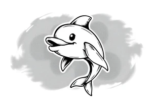 Cartoon dolphin with a mischievous face tattoo idea