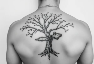 steam punk tree machine tattoo idea