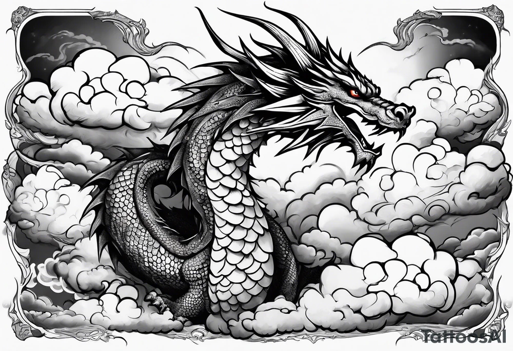 Dragon soaring through clouds tattoo idea