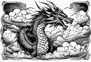Dragon soaring through clouds tattoo idea