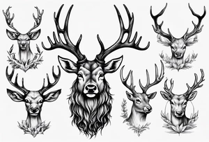 Majestic stag with exaggerate  antlers tattoo idea