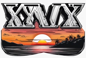 XXII VI MMXXI letters with a sunset background tattoo idea