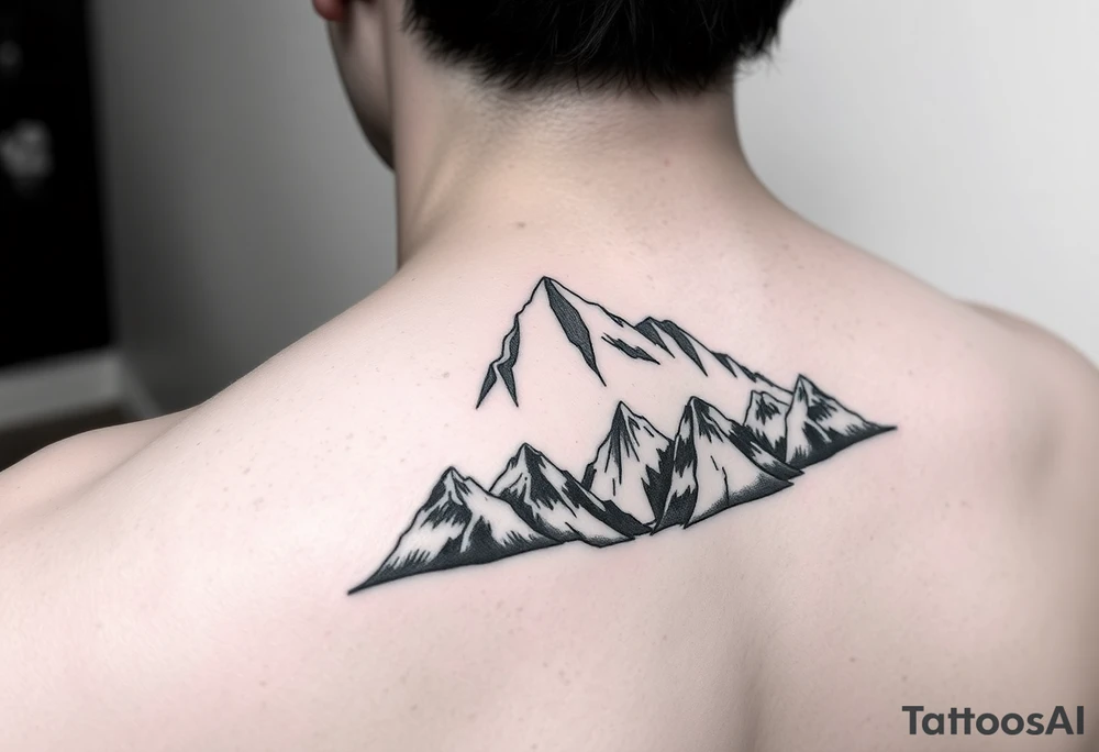 Mountains on arm sleeve snowboarding tattoo idea