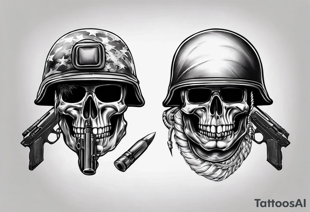 army helmet with 3 bullets tattoo idea