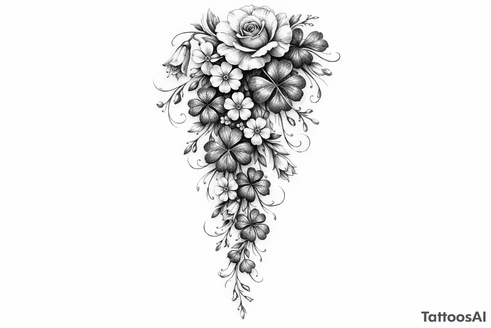 Cascading Irish flowers tattoo idea