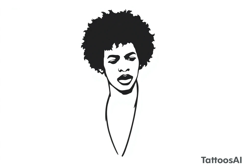 Jimi hendrix, afro, silhouette, looking straight tattoo idea