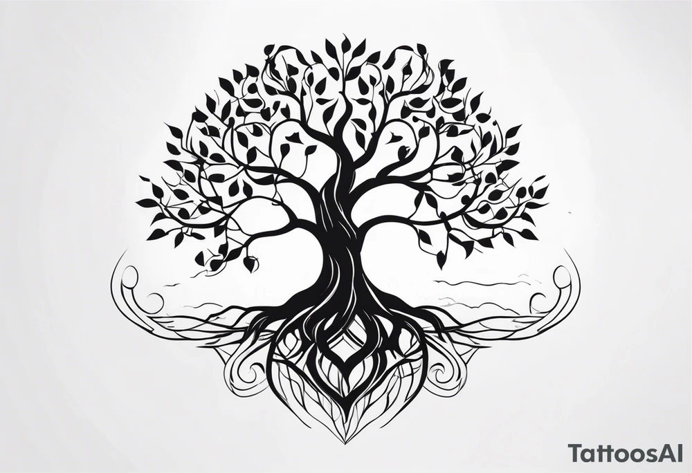 tree of Life with Branches and Roots tattoo idea