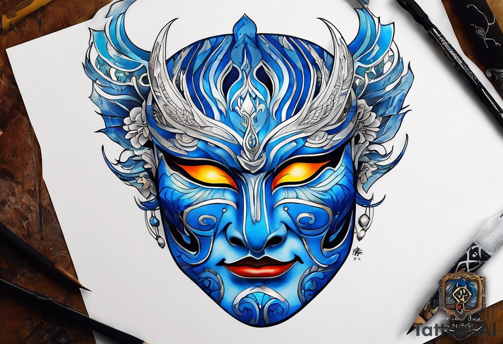 the Blue Spirit Mask from Avatar the Last Air Bender worn by Zuko tattoo idea