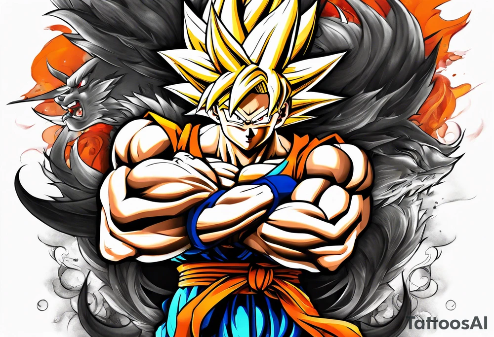 Tattoo on arm with goku with wings tattoo idea