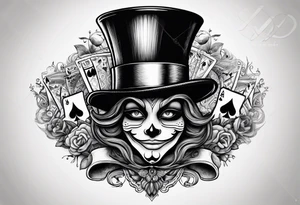 King of spades that says “we’re all mad here” with top hat tattoo idea