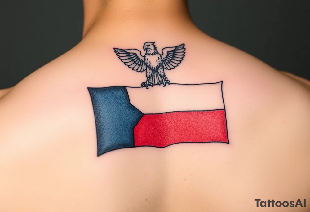 A Czech flag with an eagle perched on top tattoo idea