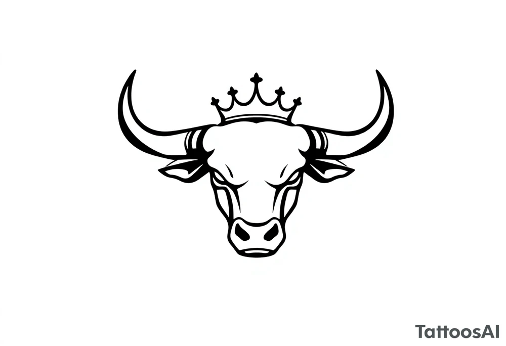 Bull symbol with crown tattoo idea
