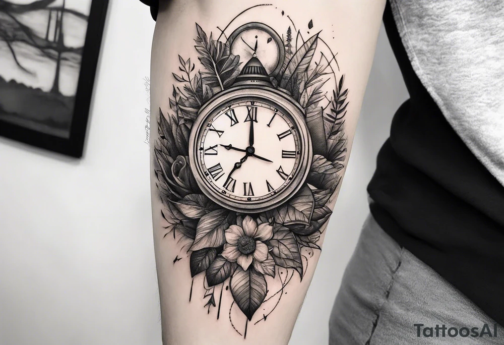 nature element clock memorial tattoo simple design tattoo idea nature element clock memorial tattoo simple design tattoo idea
