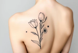 tulips and love creepers, floral arm wrap details tattoo idea