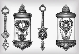 Kingdom hearts key blade in a Felix felicis potion bottle tattoo idea