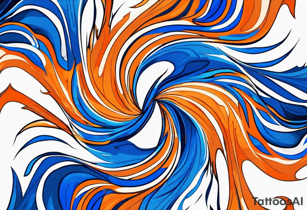 Blue and orange flame that has a half square thin line border. Twin flame symbol. Make it as small as possible. tattoo idea