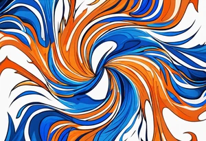 Blue and orange flame that has a half square thin line border. Twin flame symbol. Make it as small as possible. tattoo idea