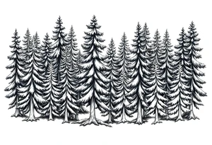 Coniferous forest the trees are black and gray tattoo idea