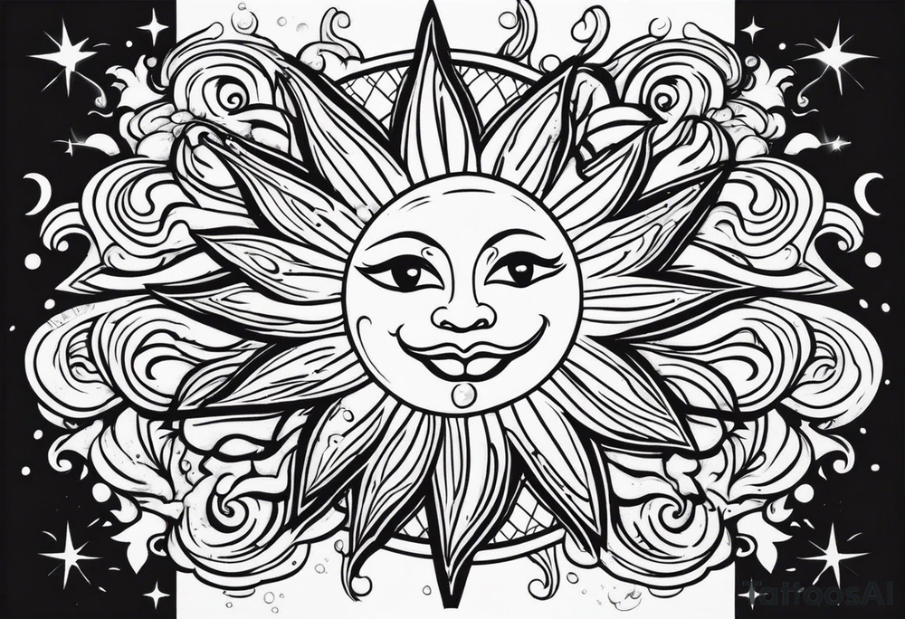 Sun with water at the bottom tattoo idea