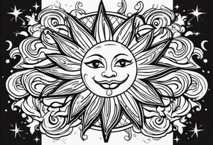 Sun with water at the bottom tattoo idea