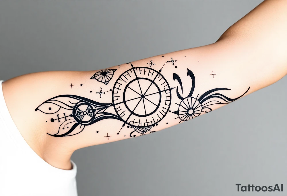 Stars constellation tattoo with libra, cancer, Taurus, 2 scorpio and capricorn tattoo idea