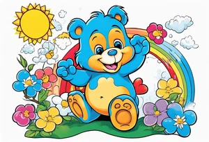 Care bear with smurf tattoo idea
