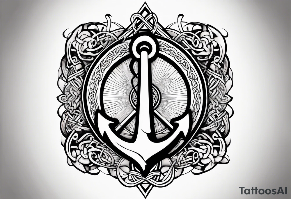 Celtic styling, anchor, compass, bass clef note, treble clef note, dog paw print, half sleeve, forearm tattoo idea