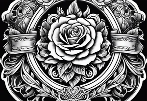 Aegis shield surrounded by roses tattoo idea