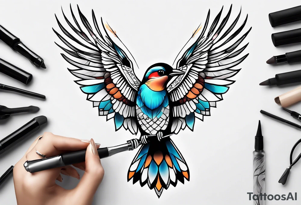 Female flicker bird tattoo idea