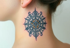 vintage roman numerals within ornate clockwork mechanism tattoo idea