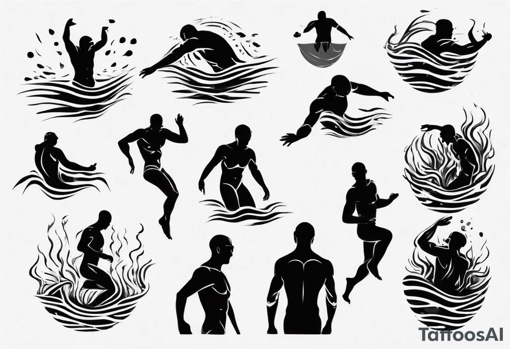 man swimming, no details tattoo idea