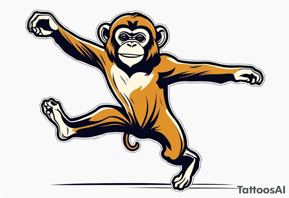 full body jumping monkey tattoo idea