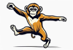 full body jumping monkey tattoo idea