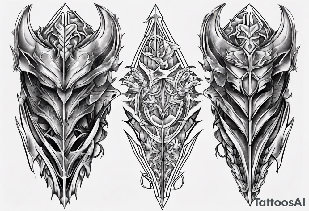 Dragon Leg armor symmetrical tattoo idea