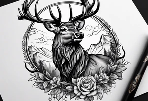 Western stag tattoo idea