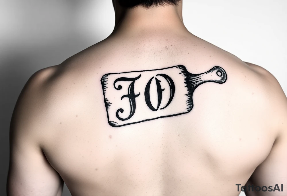 J O initials on spanking paddle tattoo idea