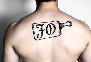 J O initials on spanking paddle tattoo idea