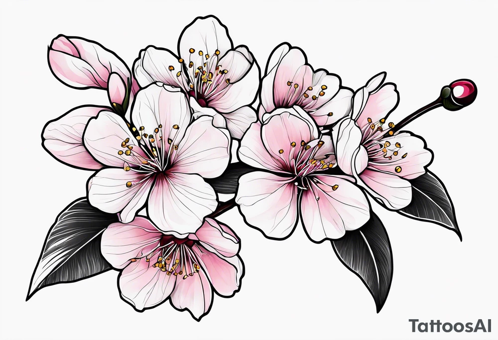 Cherry Blossom with the words RIP Andrew tattoo idea