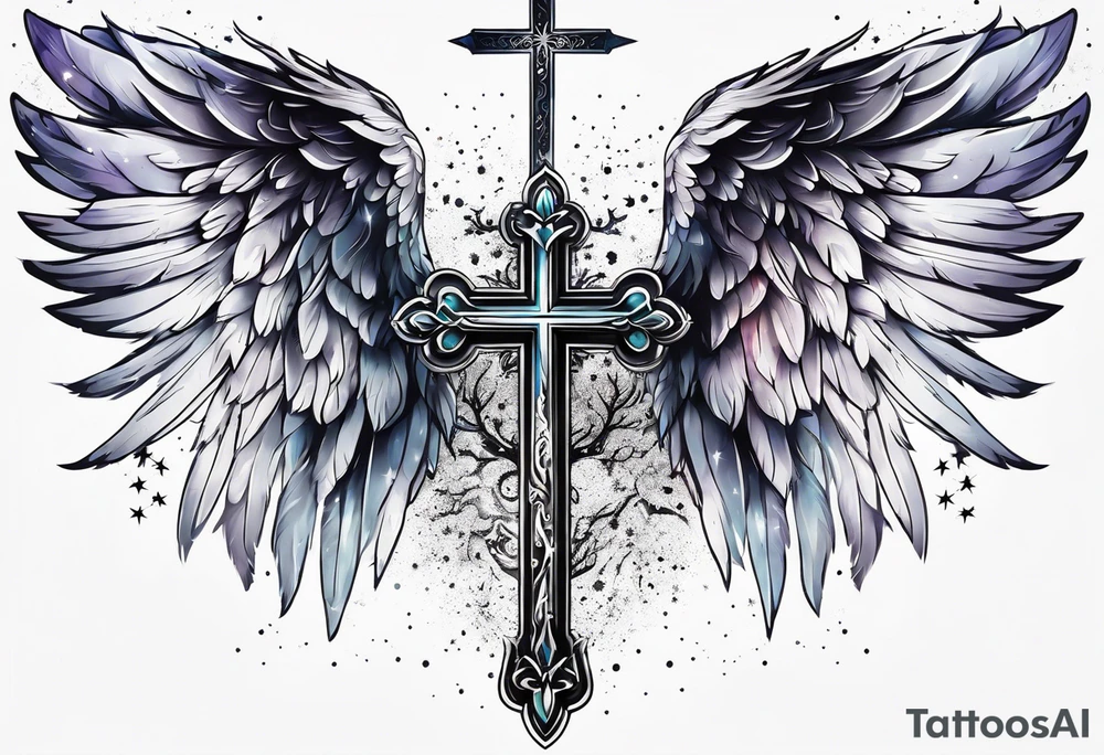 Constellation, Angel wing , animal  snow , cross tattoo idea