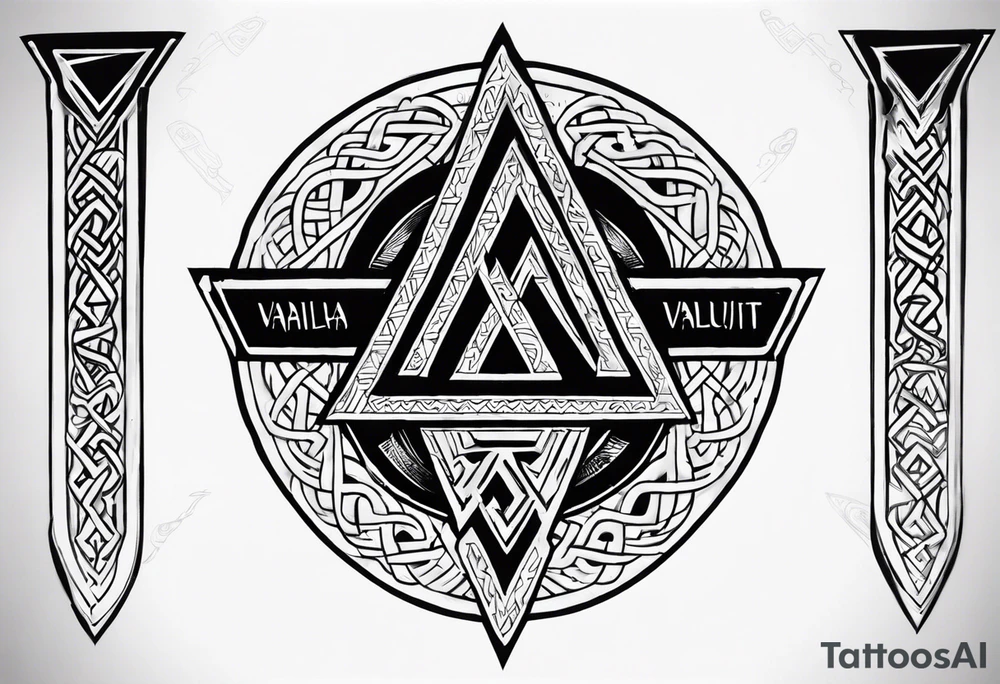 Valhalla shield valknut sword tattoo idea