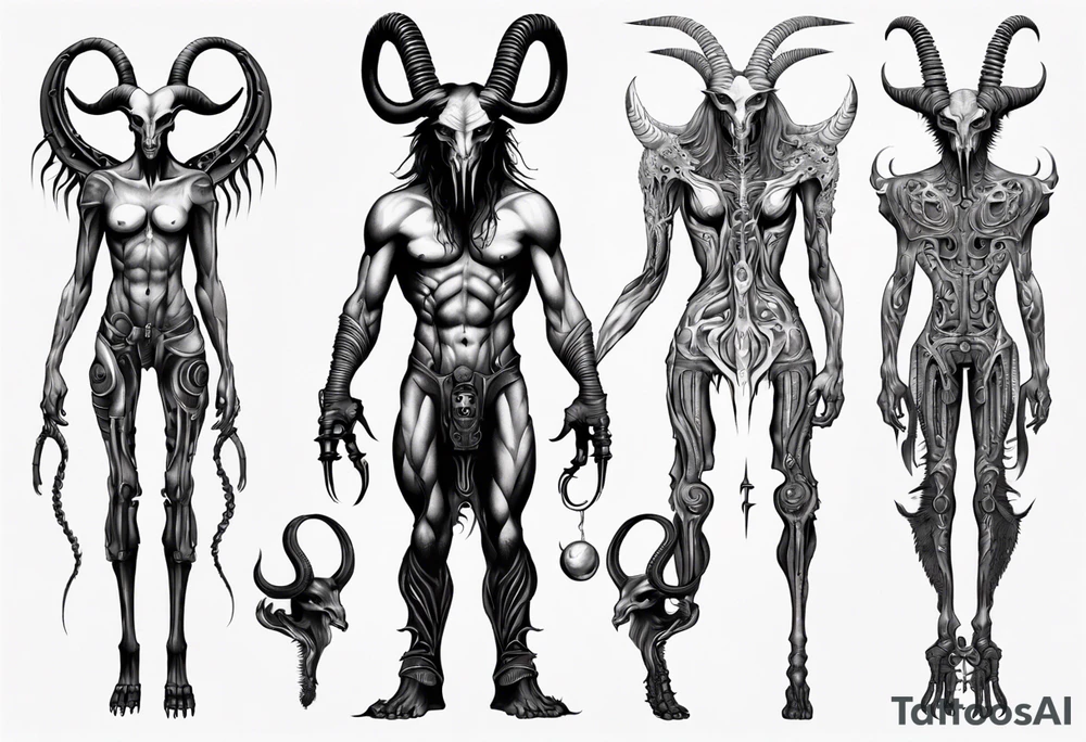 Baphomet standing full body tattoo idea