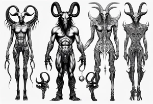 Baphomet standing full body tattoo idea