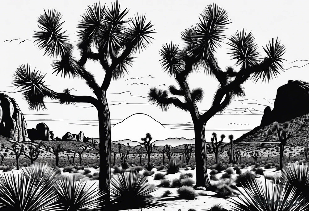 Joshua tree with death moth tattoo idea