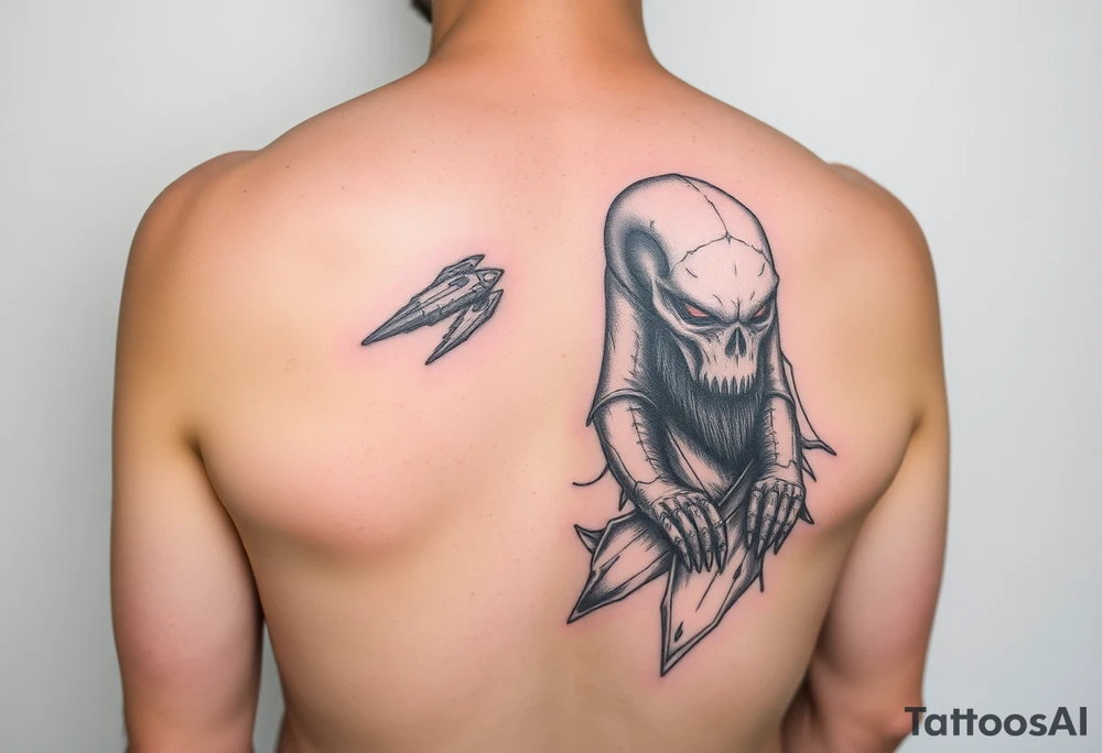 Watcher and burrower from horizon game series in full colour as a forearm wraparound tattoo idea