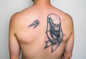 Watcher and burrower from horizon game series in full colour as a forearm wraparound tattoo idea