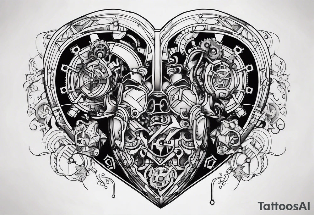 Mechanical Heart LOVE tattoo idea