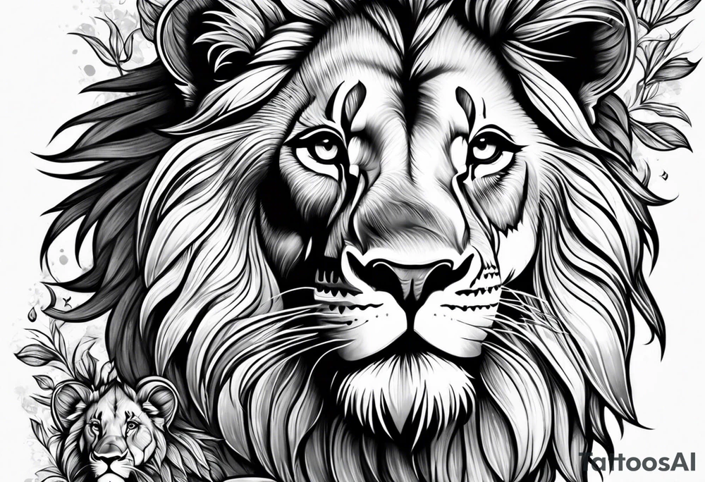 Lion with cubs tattoo idea